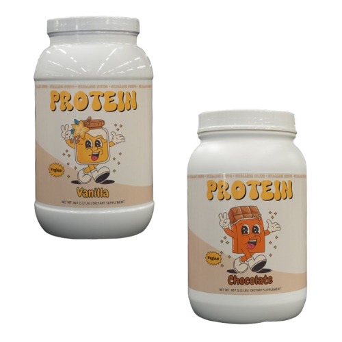 Image of vegan protein containers